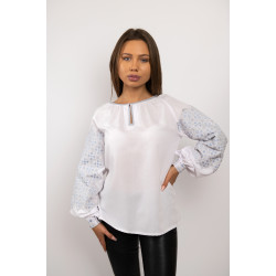 ЖБ 1217 Вишита блуза жіноча з сірою вишивкою