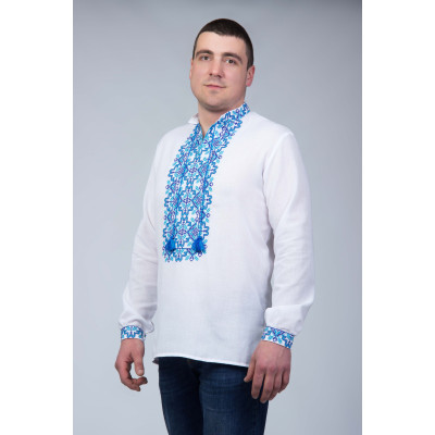 Чоловіча вишита сорочка з синім візерунком