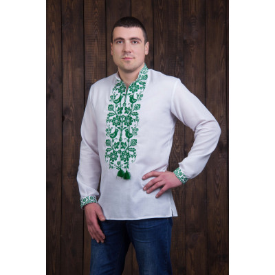 Чоловіча сорочка із зеленою вишивкою