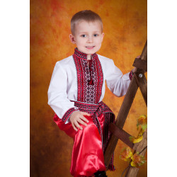 Вышиванка детская для мальчика с красно черной вышивкой