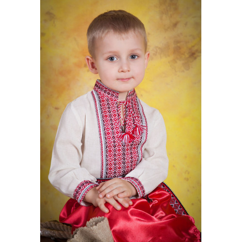 Сорочка вишита для хлопчика з червоною вишивкою